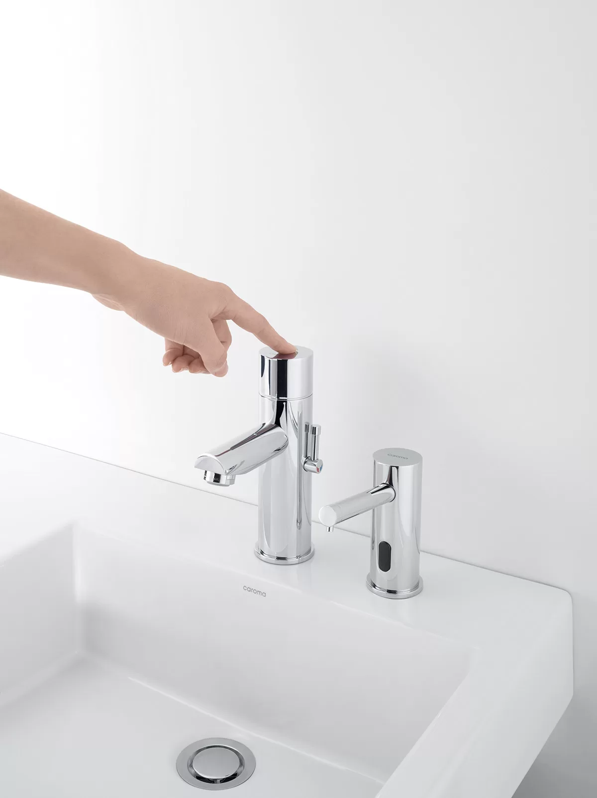 G-Series Electronic Touch Basin Mixer (Adjustable Temperature) with G-Series Electronic Hands-free Soap Dispenser