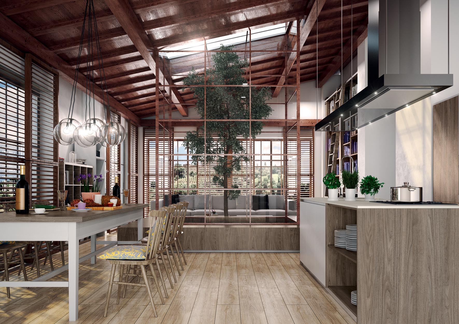 This kitchen in Italy features Tuscan colours that evoke harmoniously elegant, vibrant spaces.