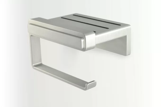 Crisp, architectural inspired direction with a brushed nickel finish.